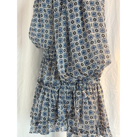 NWT MISA Blouson Dress Balloon Sleeve Tiered Ruffle Skirt Boho Blues - Picture 10 of 11